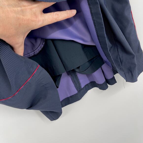 Nike Golf Navy Skirt Women Sz 8 Pinstripe A-Line Pleats Zip Pockets Liner Shorts - Picture 4 of 11